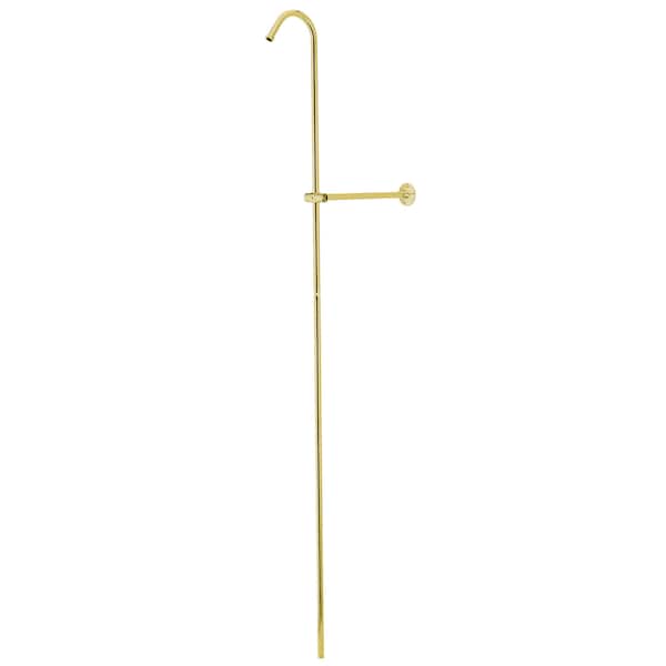 Vintage Shower Riser Only W/ Wall Support, Polished Brass